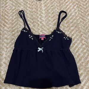 Black Embroidered Camisole Top